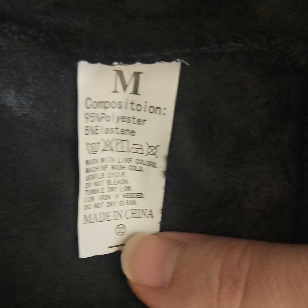 Black Ribbed Fleece-Lined Sweatpants - Picture 4 of 9